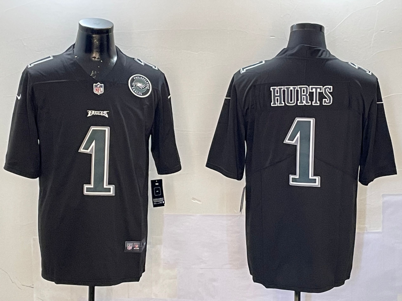 Men Philadelphia Eagles #1 Hurts black2025 Nike NFL jersey style 3